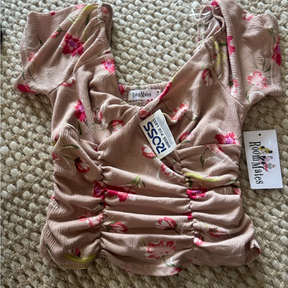 Roommates Pink Floral Ruched Blouse